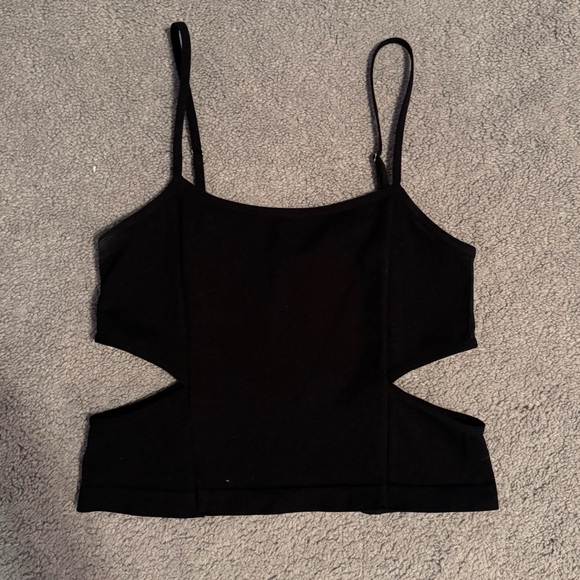 suzette Tops - Black Cut Out Tank Top